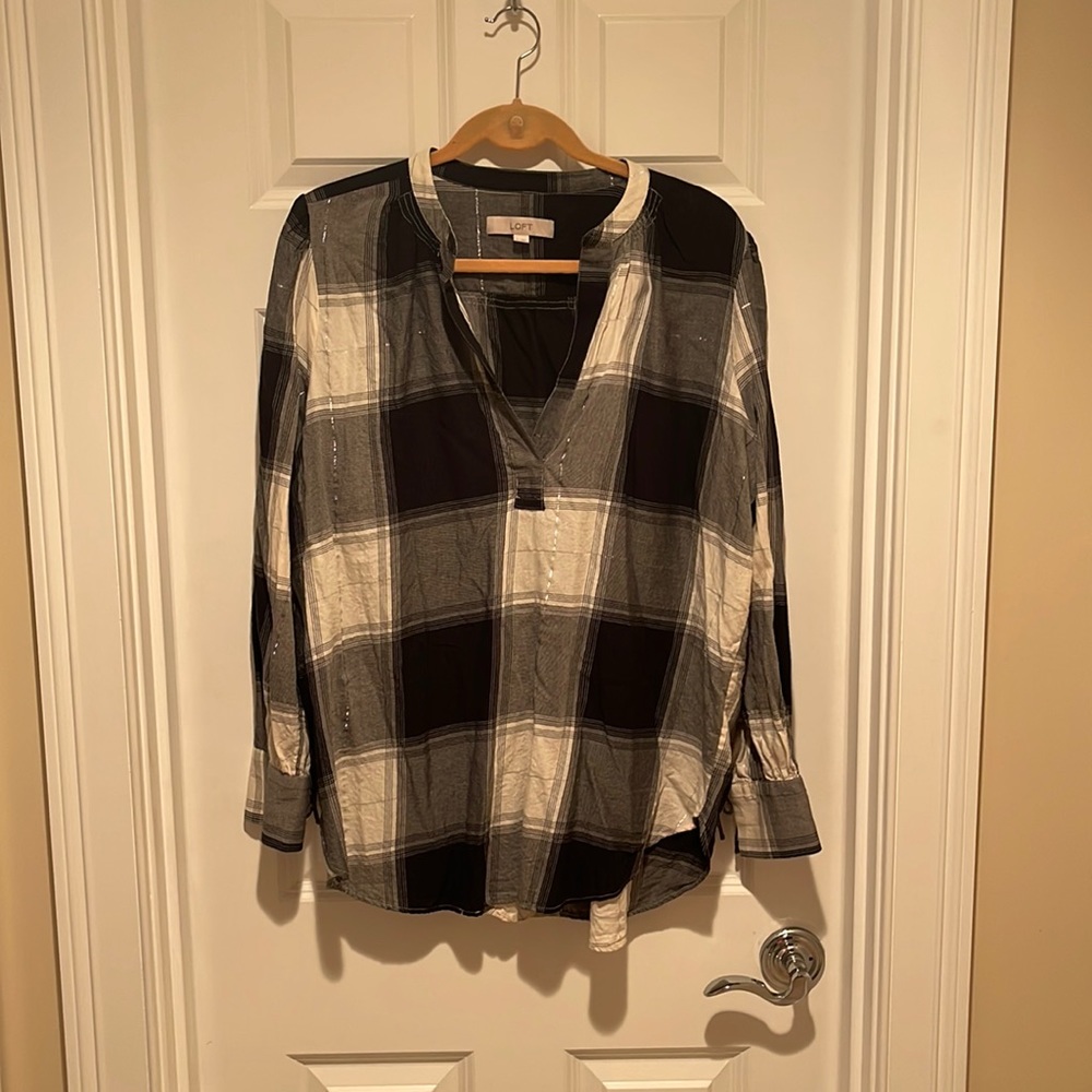 Loft V Neck Pull Over Flannel
